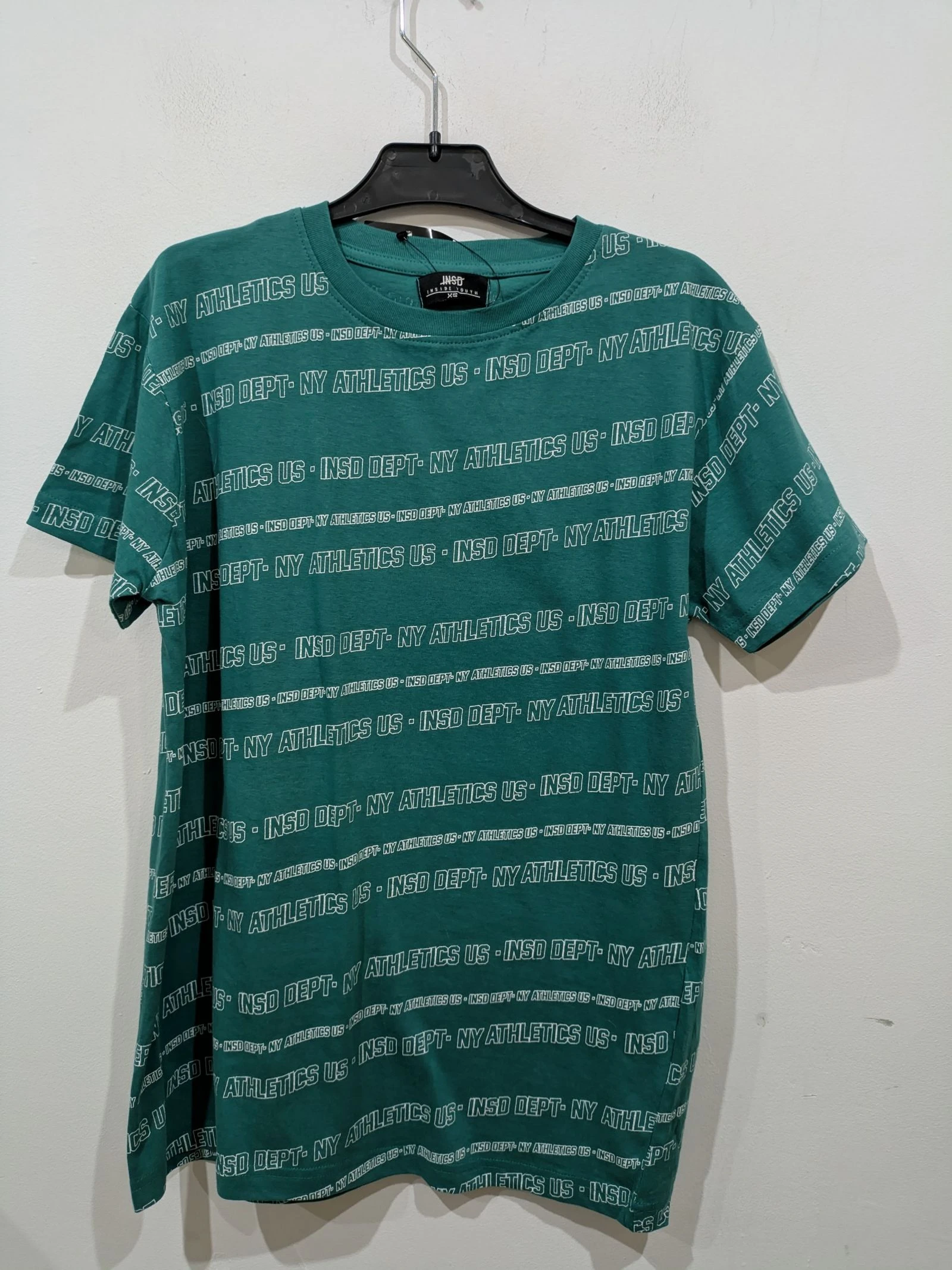 Camiseta casual de hombre en verde con estampado de texto gráfico talla XS
